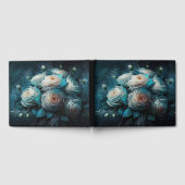 青と白のヴィンテージバラ ゲストブック (全面)