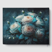 青と白のヴィンテージバラ ゲストブック (裏面)