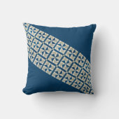 青と白のヴィンテージパッチワークキルトパターン クッション (正面)