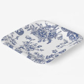 青と白のヴィンテージフローラスクエア紙プレート ペーパープレート (傾斜あり)