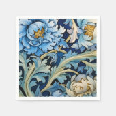 青と白のヴィンテージフローラ スタンダードカクテルナプキン (正面)