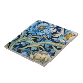 青と白のヴィンテージフローラ タイル (側面)