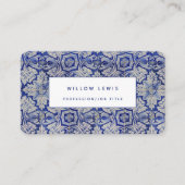 青と白のヴィンテージ地中海のフローラモダン 名刺 (正面)