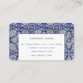 青と白のヴィンテージ地中海のフローラモダン 名刺 (裏面)