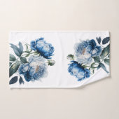 青と白のヴィンテージ牡丹オンホワイトタオルセット バスタオルセット (ハンドタオル)