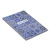 青と白のヴィンテージ装飾タイル – あなたのテキスト ノートブック (右側)