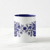 青と白のヴィンテージ マグカップ (中央)