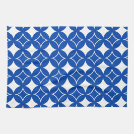 青と白の七宝パターン キッチンタオル