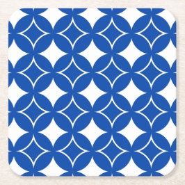 青と白の七宝パターン スクエアペーパーコースター
