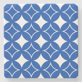 青と白の七宝パターン ストーンコースター
