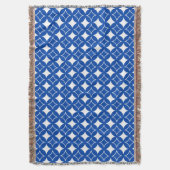 青と白の七宝パターン スローブランケット (正面縦)