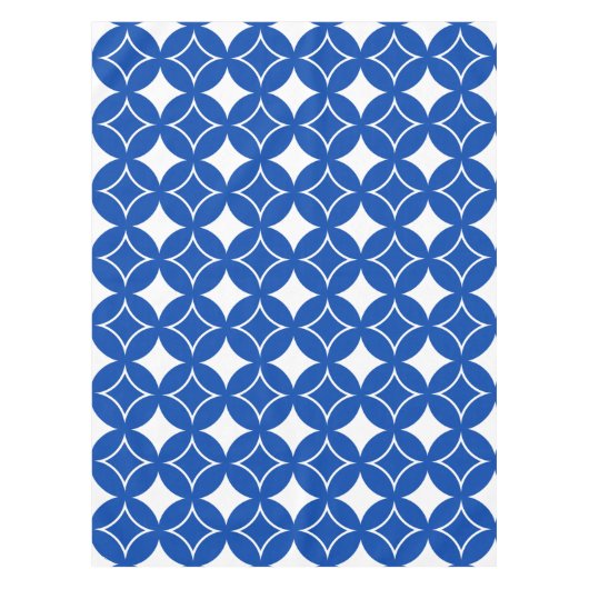 青と白の七宝パターン テーブルクロス (正面)