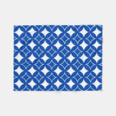 青と白の七宝パターン フリースブランケット (正面(横))