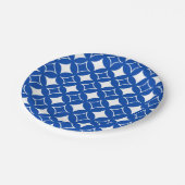 青と白の七宝パターン ペーパープレート (アングル)