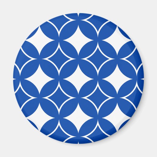 青と白の七宝パターン マグネット (正面)