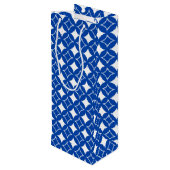 青と白の七宝パターン ワインギフトバッグ (裏面アングル)