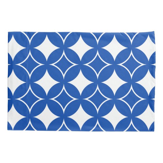 青と白の七宝パターン 枕カバー (裏面)