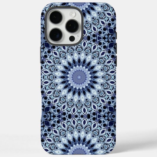 青と白の万華鏡曼荼羅模様 Case-Mate iPhoneケース (裏面)