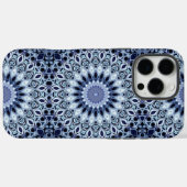 青と白の万華鏡曼荼羅模様 Case-Mate iPhoneケース (裏面 (横))
