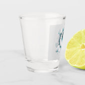 青と白の三日月の天体ボーモダンホ ショットグラス (左)