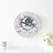 青と白の三日月の天体ボーモダンホ ラージ壁時計 (ホーム)