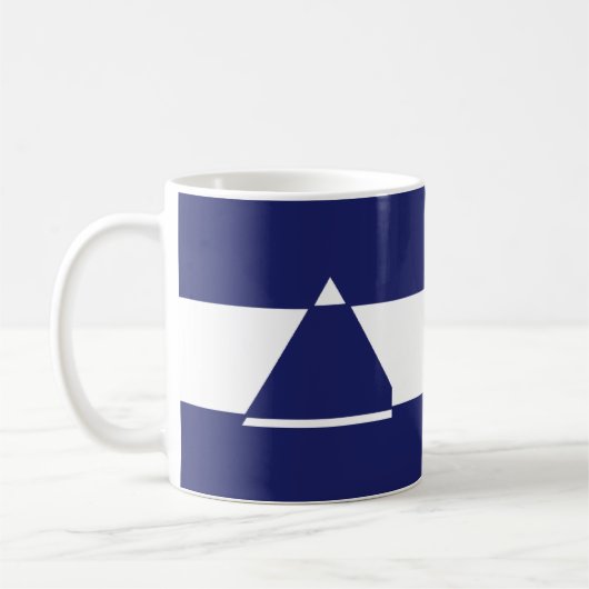 青と白の三角形の形 コーヒーマグカップ (左)
