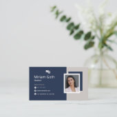 青と白の不動産仲介業者フォトデザイン名刺 名刺 (スタンド正面)