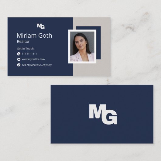 青と白の不動産仲介業者フォトデザイン名刺 名刺 (正面/裏面)