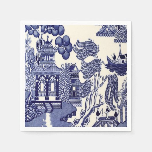 青と白の中国の分離 スタンダードカクテルナプキン (正面)