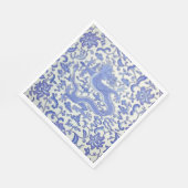 青と白の中国の龍の花柄デコパージュ スタンダードランチョンナプキン (角)