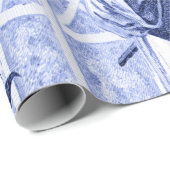 青と白の中国のChinoiserie ラッピングペーパー (ロールコーナー)