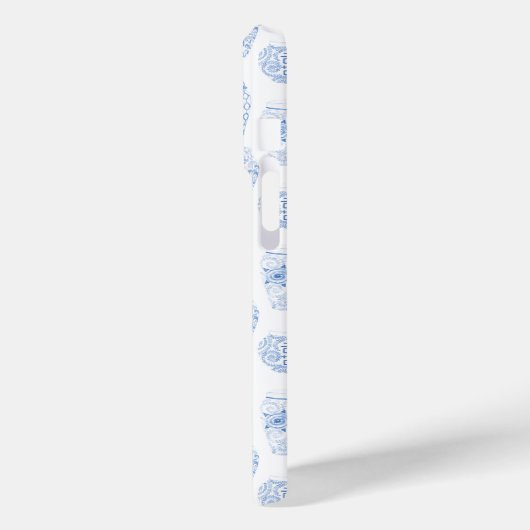 青と白の中国プリントモノグラム水色 Case-Mate iPhoneケース (裏面 / 左)