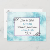 青と白の丸付き日付はがきを保存 ポストカード (正面/裏面)