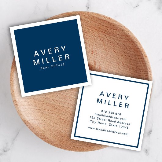 青と白の企業のモダンプロフェッショナル スクエア名刺