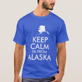青と白の保Calm I'm From Alaska Tシャツ (正面)