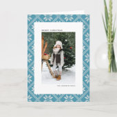 青と白の公正なニットのパターンのクリスマス シーズンカード (正面)