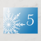 青と白の冬のスノーフレークのテーブル番号 ポストカード (正面)