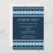 青と白の冬のレース エレガントなホリデーパーティー 招待状 (正面)