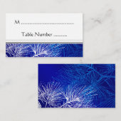 青と白の冬の松のカスタムテーブルプレイスカード プレイスカード (正面/裏面)