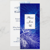 青と白の冬の松のカスタムホリデー招待状 招待状 (正面/裏面)