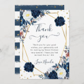 青と白の冬の花フレーム甘い16 サンキューカード (正面/裏面)