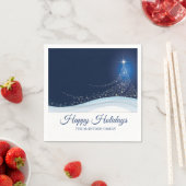 青と白の冬の雪のクリスマスツリー 編集可能 スタンダードカクテルナプキン (インサイチュ)
