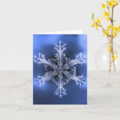 青と白の冬の雪の結晶の折りたたみ式グリーティングカード カード (黄色い花)