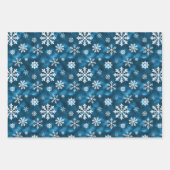 青と白の冬の雪の結晶模様 ラッピングペーパーシート (正面3)
