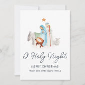 青と白の出生宗教クリスマス シーズンカード (正面)