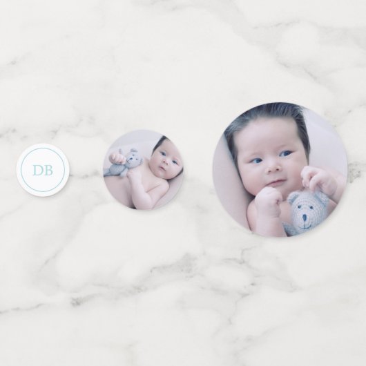 青と白の十字架 – 写真 – バプテスマ コンフェッティ (裏面)