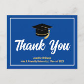 青と白の卒業お礼メッセージ カスタマイズ ポストカード (正面)