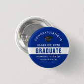 青と白の卒業のカスタムボタン 缶バッジ (正面&裏面)