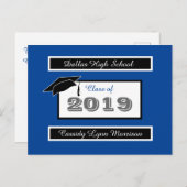 青と白の卒業はがき ポストカード (正面/裏面)