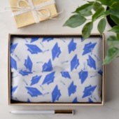 青と白の卒業キャップが空中に揺れ 薄葉紙 (ギフト)